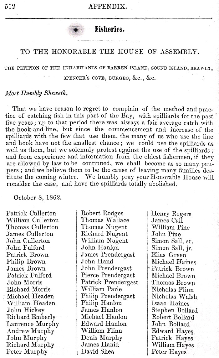 Sound Island Petition 1862, fisheries 