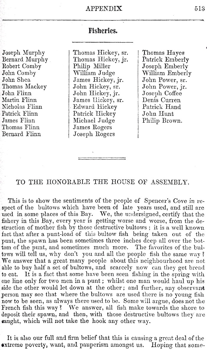 Sound Island Petition 1862, fisheries 